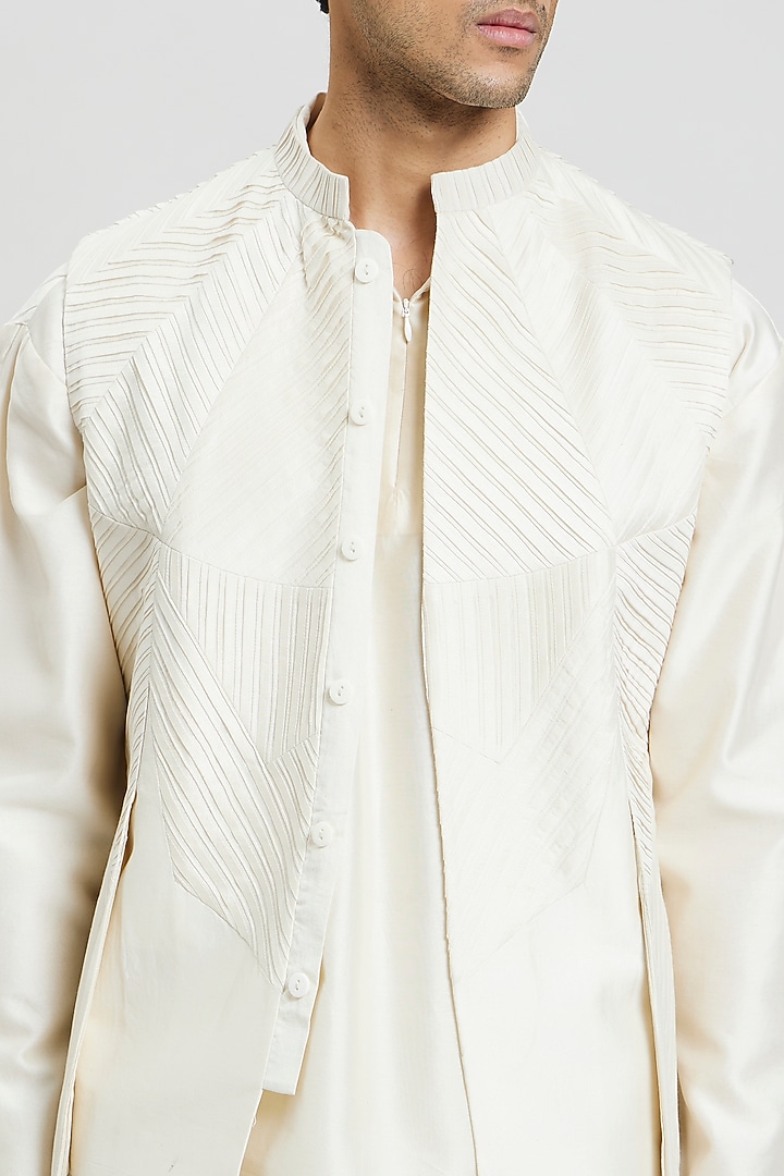 Ivory Cotton Silk T-Shirt by Antar Agni Men at Pernia's Pop Up Shop