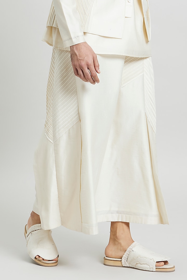 Ivory Cotton Silk Mundu by Antar Agni Men at Pernia's Pop Up Shop