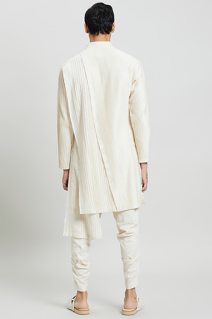 Ivory Poplin Lycra Trousers by Antar Agni Men at Pernia's Pop Up Shop