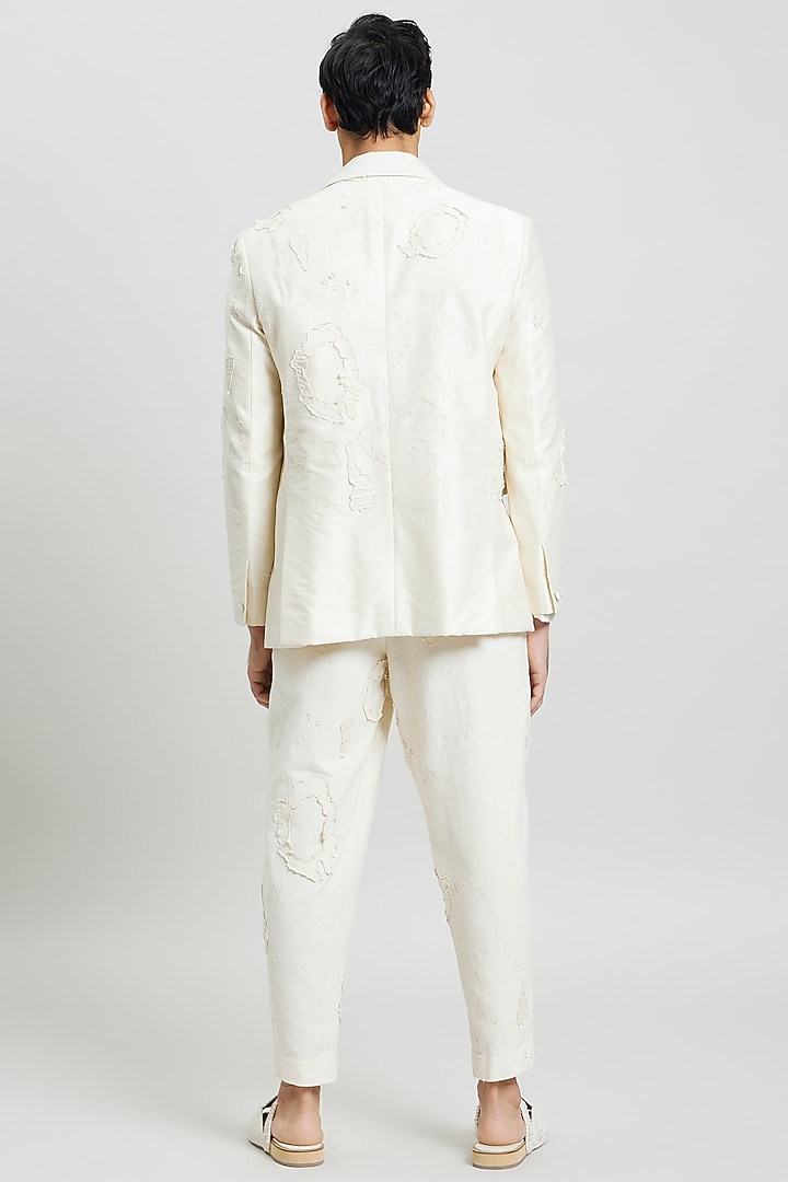 Ivory Cotton Silk Trousers by Antar Agni Men at Pernia's Pop Up Shop