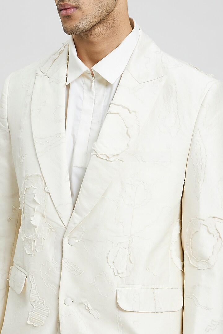 Ivory Cotton Silk Wedding Shirt by Antar Agni Men at Pernia's Pop Up Shop