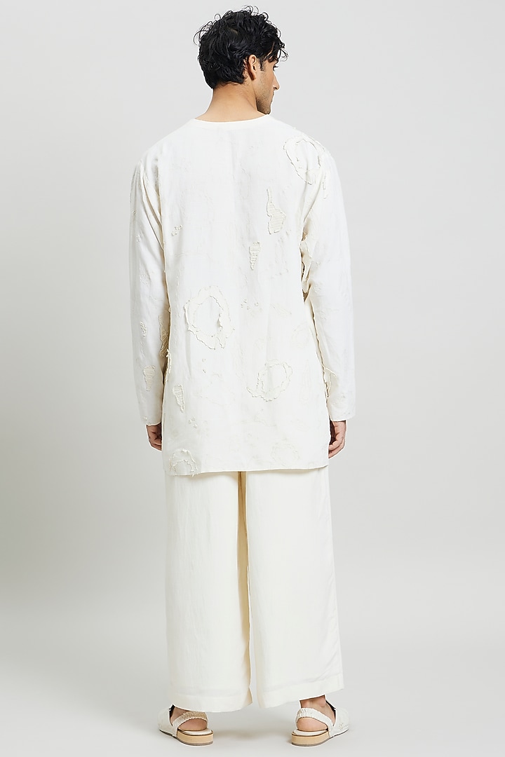 Ivory Cotton Linen Trousers by Antar Agni Men at Pernia's Pop Up Shop