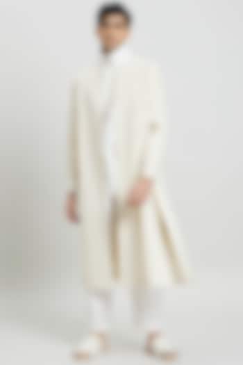 ivory Cotton Silk Indo-Western Jacket by Antar Agni Men at Pernia's Pop Up Shop