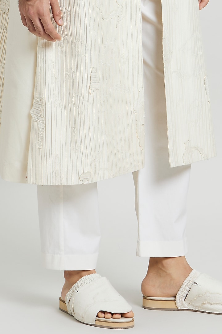Ivory Cotton Silk Trousers by Antar Agni Men at Pernia's Pop Up Shop