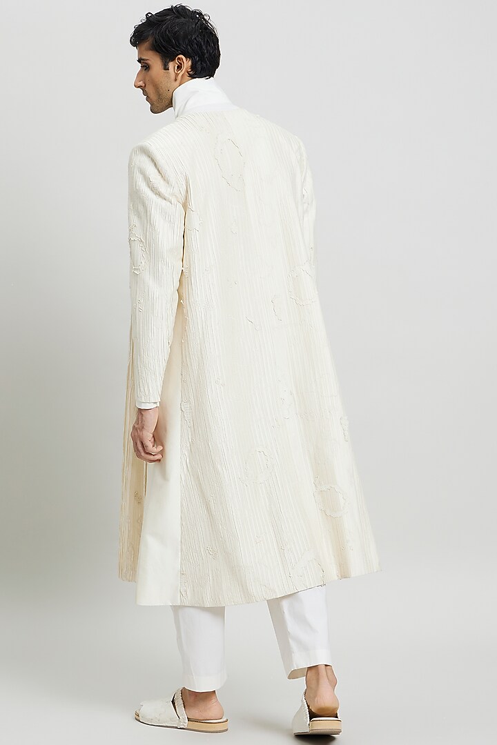 Ivory Poplin Lycra Kurta by Antar Agni Men at Pernia's Pop Up Shop