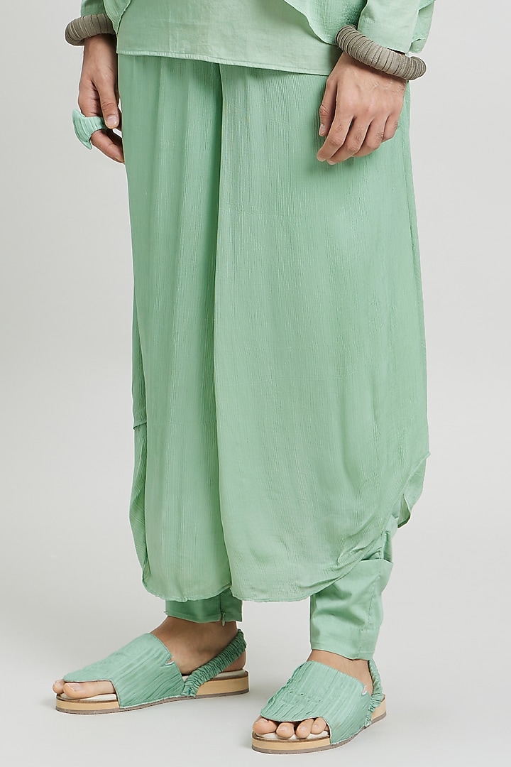 Ivory Cotton Satin Trousers by Antar Agni Men at Pernia's Pop Up Shop