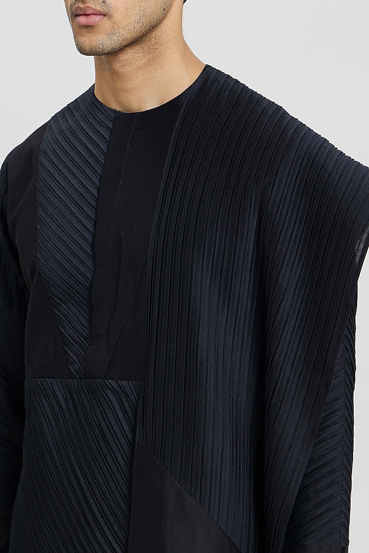 Black Cotton Silk Kurta by Antar Agni Men at Pernia's Pop Up Shop