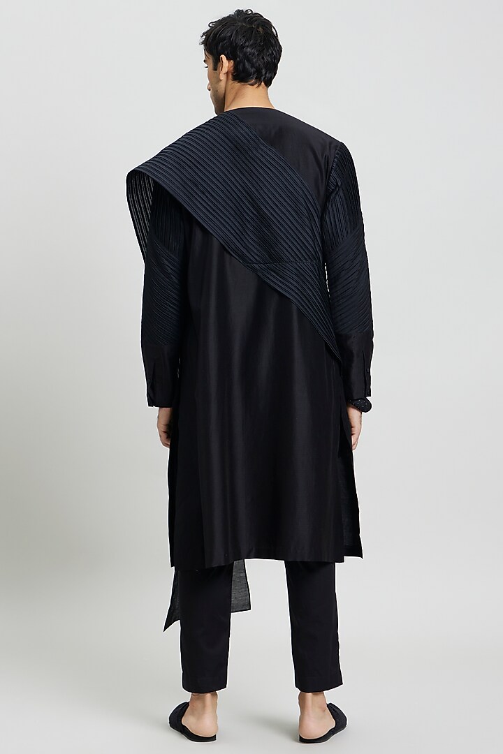 Black Cotton Silk Trousers by Antar Agni Men at Pernia's Pop Up Shop
