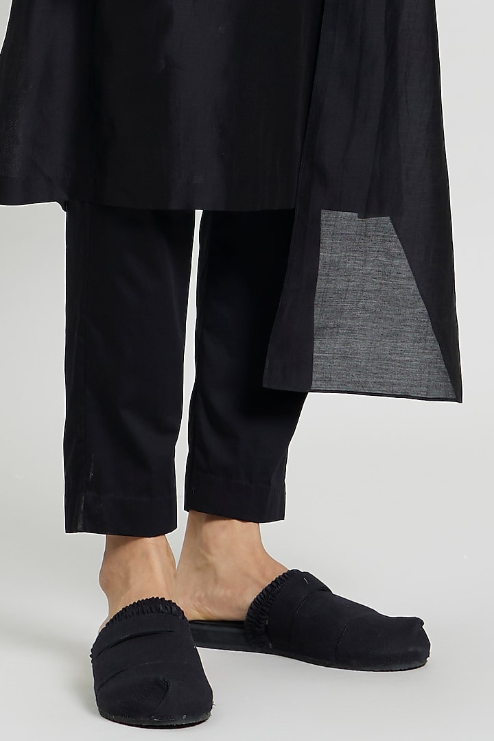 Black Cotton Silk Trousers by Antar Agni Men at Pernia's Pop Up Shop