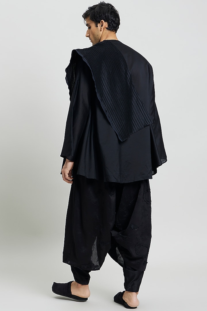 Black Cotton Silk Trousers by Antar Agni Men at Pernia's Pop Up Shop