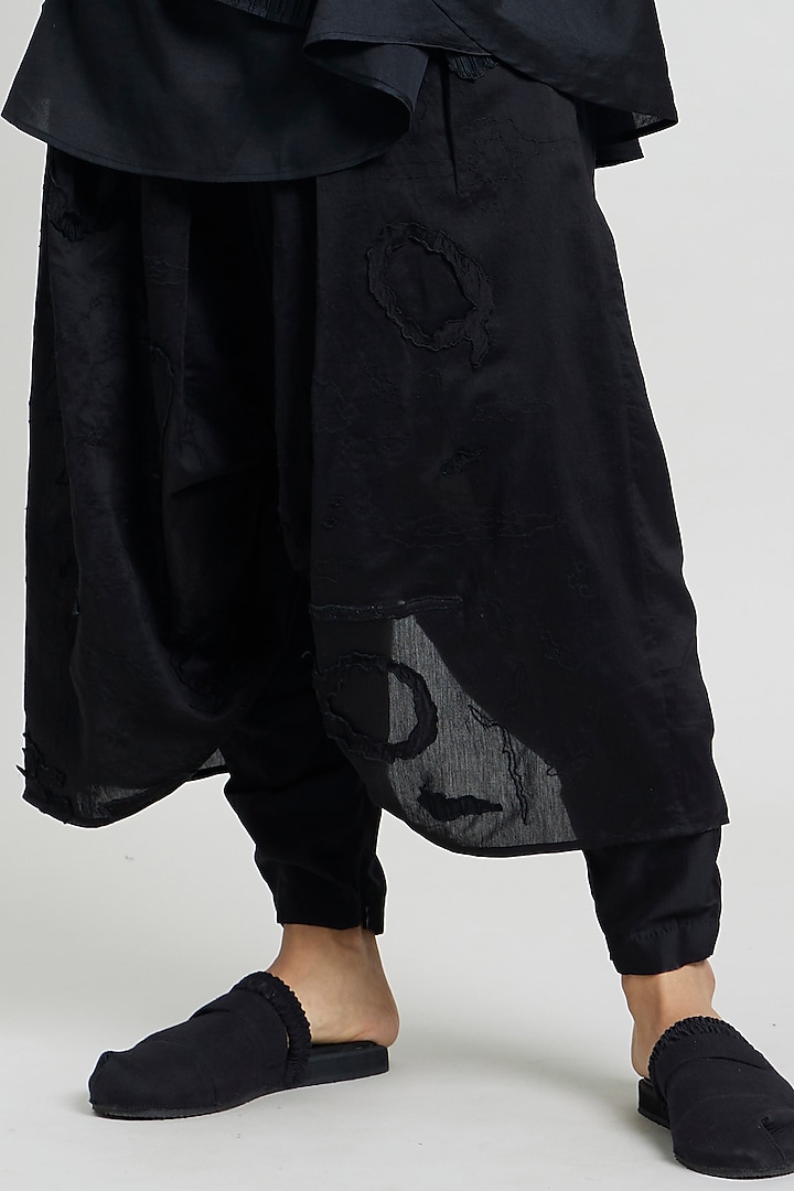 Black Cotton Silk Trousers by Antar Agni Men at Pernia's Pop Up Shop
