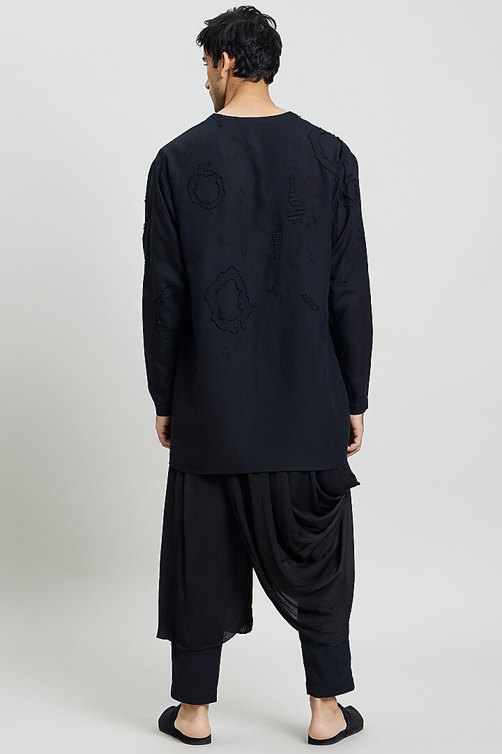 Black Bemberg Satin Trousers by Antar Agni Men at Pernia's Pop Up Shop