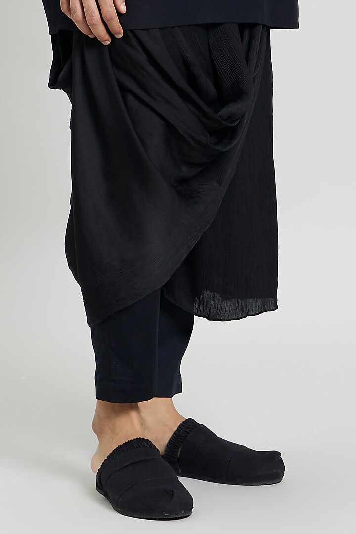 Black Bemberg Satin Trousers by Antar Agni Men at Pernia's Pop Up Shop