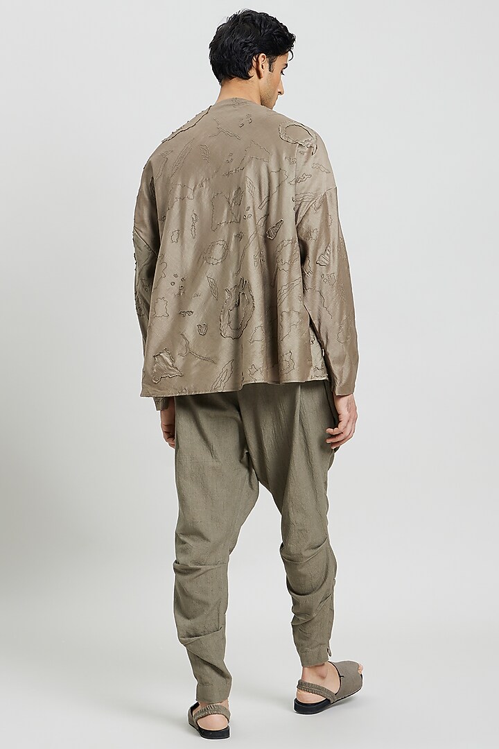 Mud Green Heavy Khadi Trousers by Antar Agni Men at Pernia's Pop Up Shop