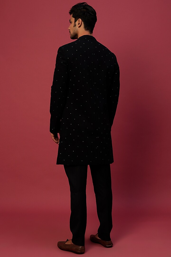 Black Embroidered Wedding Sherwani by Antar Agni Men at Pernia's Pop Up Shop