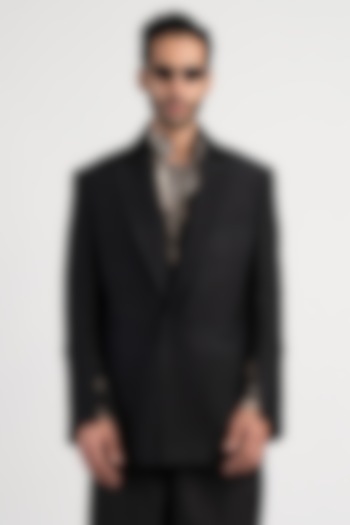 Black Handwoven Cotton Jacket by Antar Agni Men at Pernia's Pop Up Shop