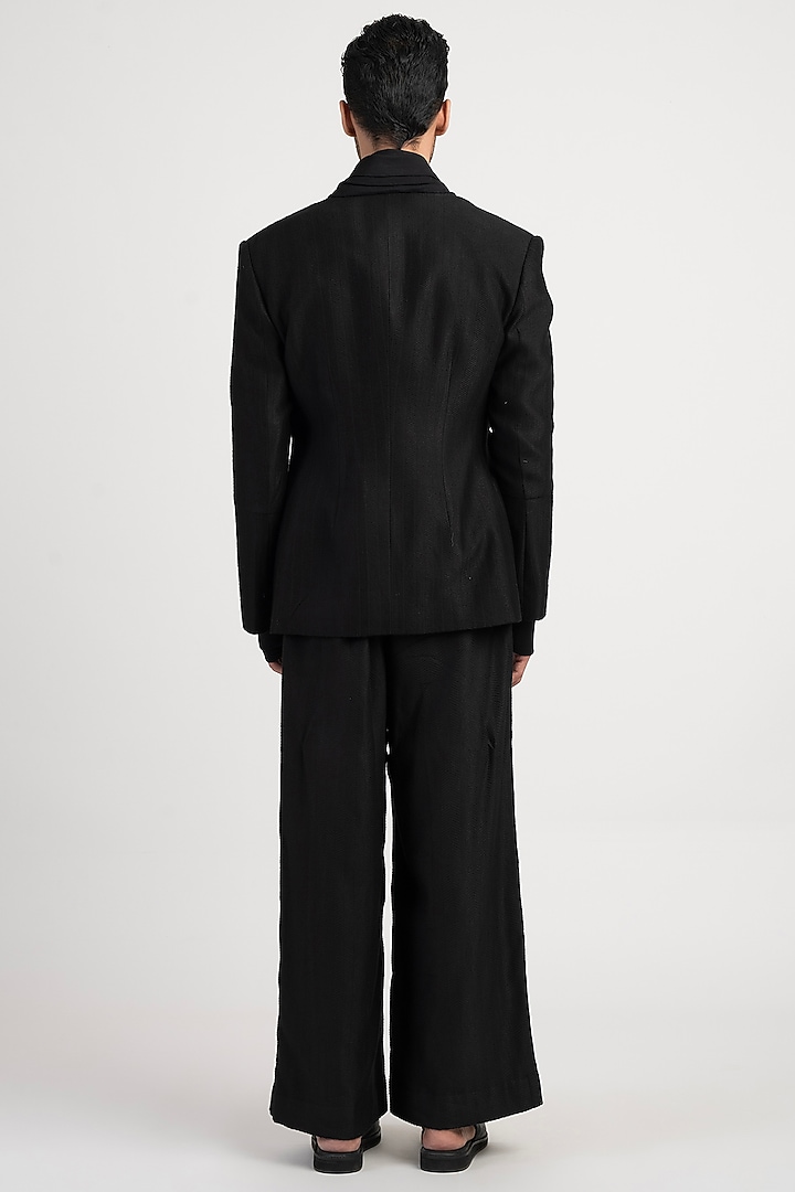 Black Silk Satin Jacket by Antar Agni Men at Pernia's Pop Up Shop