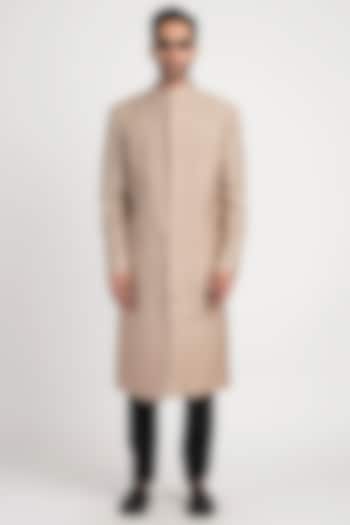 Hemp-Colored Silk Blend Long Jacket by Antar Agni Men at Pernia's Pop Up Shop