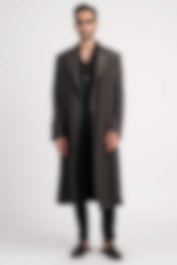 Grey Silk Trench Coat by Antar Agni Men at Pernia's Pop Up Shop