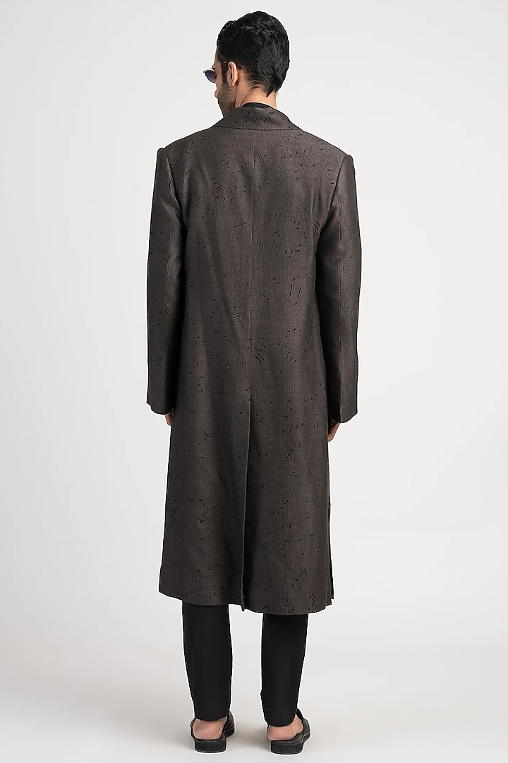 Grey Silk Trench Coat by Antar Agni Men at Pernia's Pop Up Shop