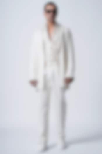 Ivory Muga Silk Jacket Set by Antar Agni Men at Pernia's Pop Up Shop