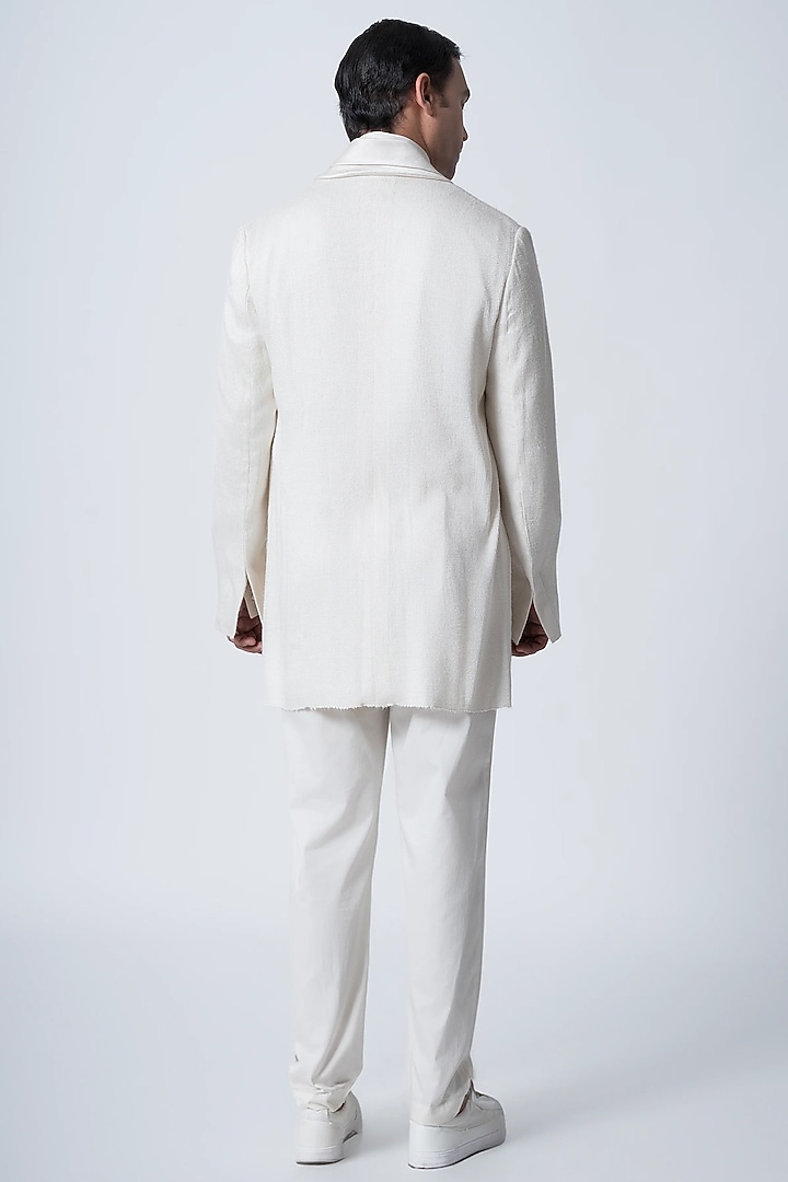 Ivory Muga Silk Jacket Set by Antar Agni Men at Pernia's Pop Up Shop