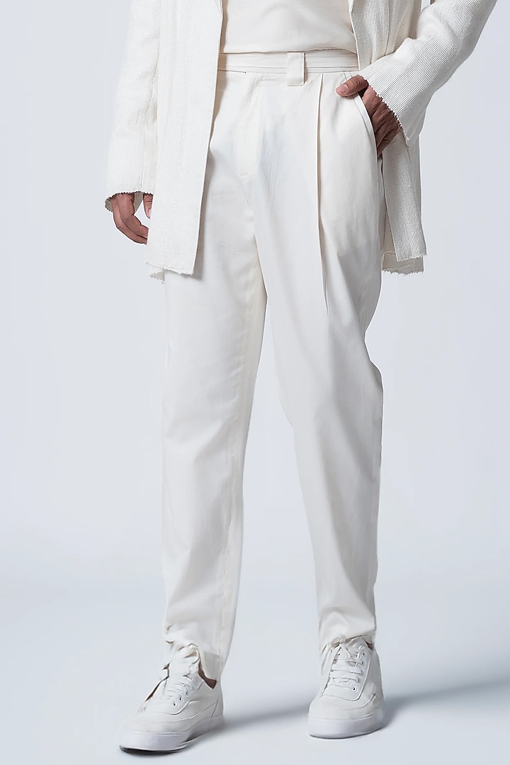 Ivory Muga Silk Jacket Set by Antar Agni Men at Pernia's Pop Up Shop