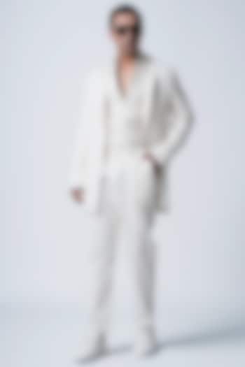 Ivory Muga Silk & Silk Jacket by Antar Agni Men at Pernia's Pop Up Shop