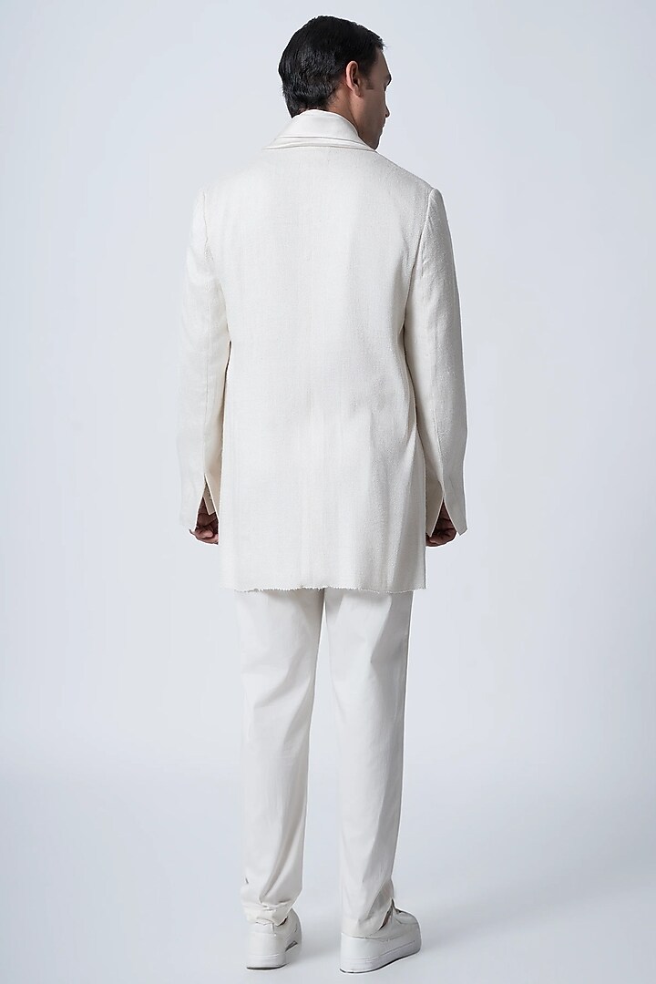 Ivory Muga Silk & Silk Jacket by Antar Agni Men at Pernia's Pop Up Shop