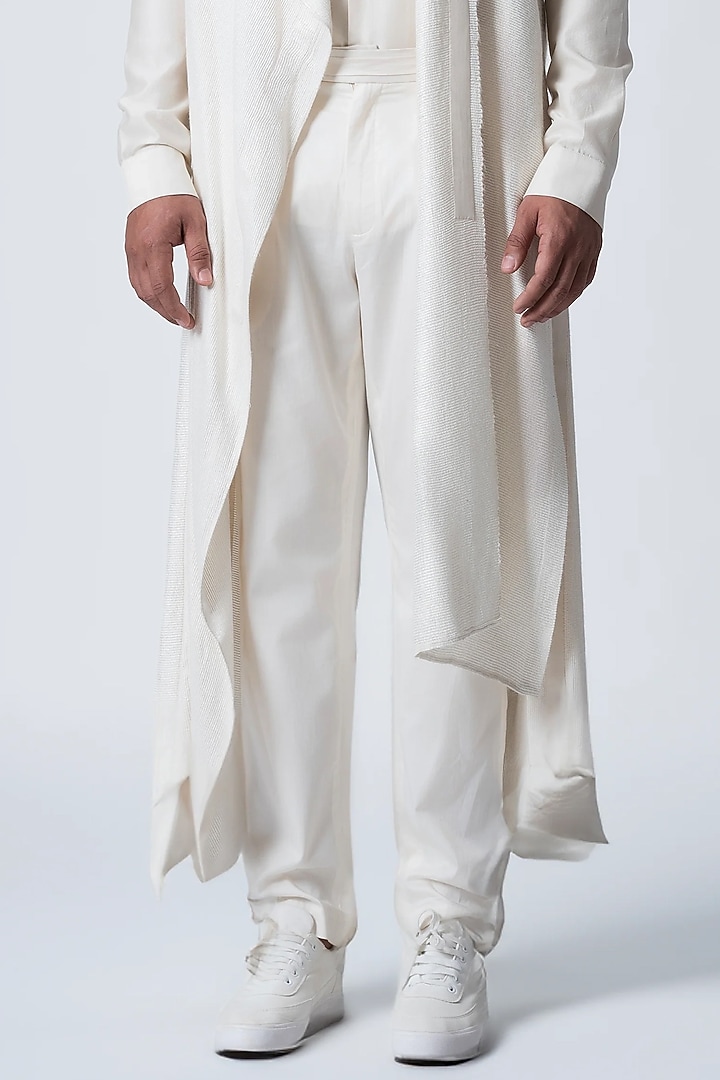 Ivory Cotton Linen Pant Set by Antar Agni Men at Pernia's Pop Up Shop