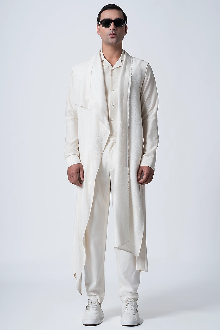 Ivory Silk Overlay by Antar Agni Men at Pernia's Pop Up Shop