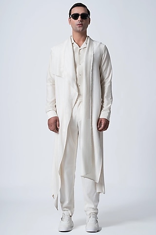 Ivory Silk Overlay by Antar Agni Men