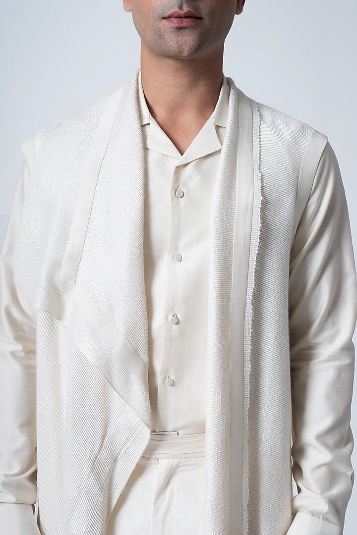 Ivory Silk Overlay by Antar Agni Men at Pernia's Pop Up Shop