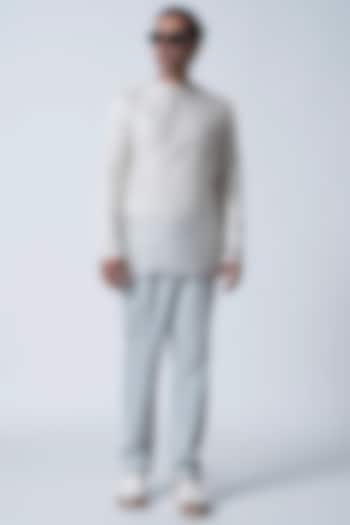 Ice Blue Silk Organza Kurta by Antar Agni Men at Pernia's Pop Up Shop