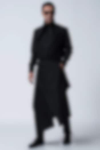 Black Cotton Silk Co-Ord Set by Antar Agni Men at Pernia's Pop Up Shop