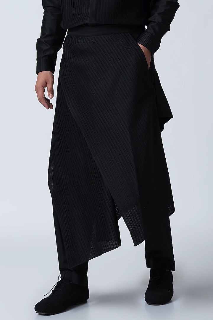 Black Cotton Silk Co-Ord Set by Antar Agni Men at Pernia's Pop Up Shop
