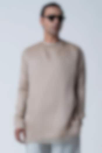 Hemp-Colored Silk Organza Top by Antar Agni Men at Pernia's Pop Up Shop