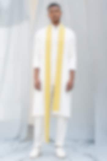 White Overlay Cotton Kurta by Antar Agni Men