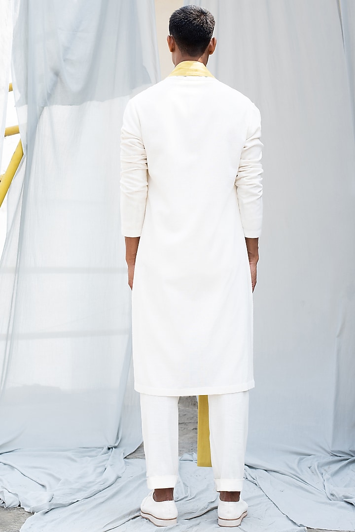 White Overlay Cotton Kurta by Antar Agni Men at Pernia's Pop Up Shop