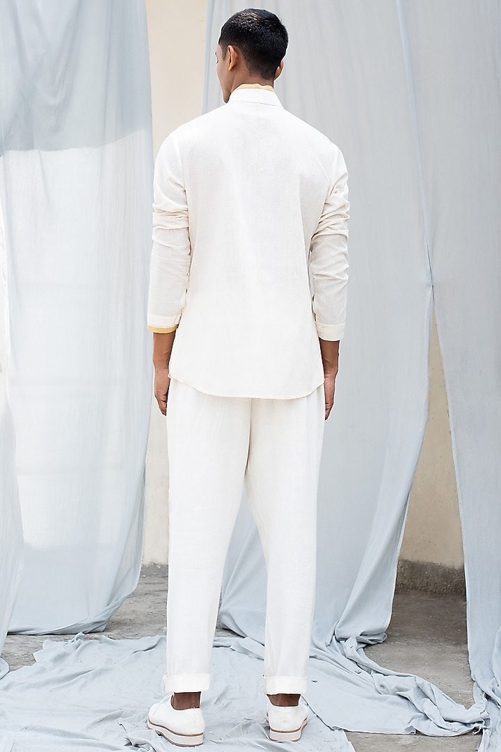 White Band Collar Party Wear Shirt by Antar Agni Men at Pernia's Pop Up Shop