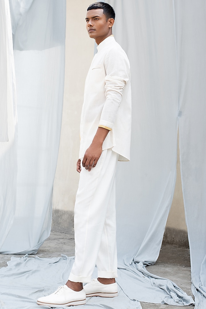 White Band Collar Party Wear Shirt by Antar Agni Men at Pernia's Pop Up Shop