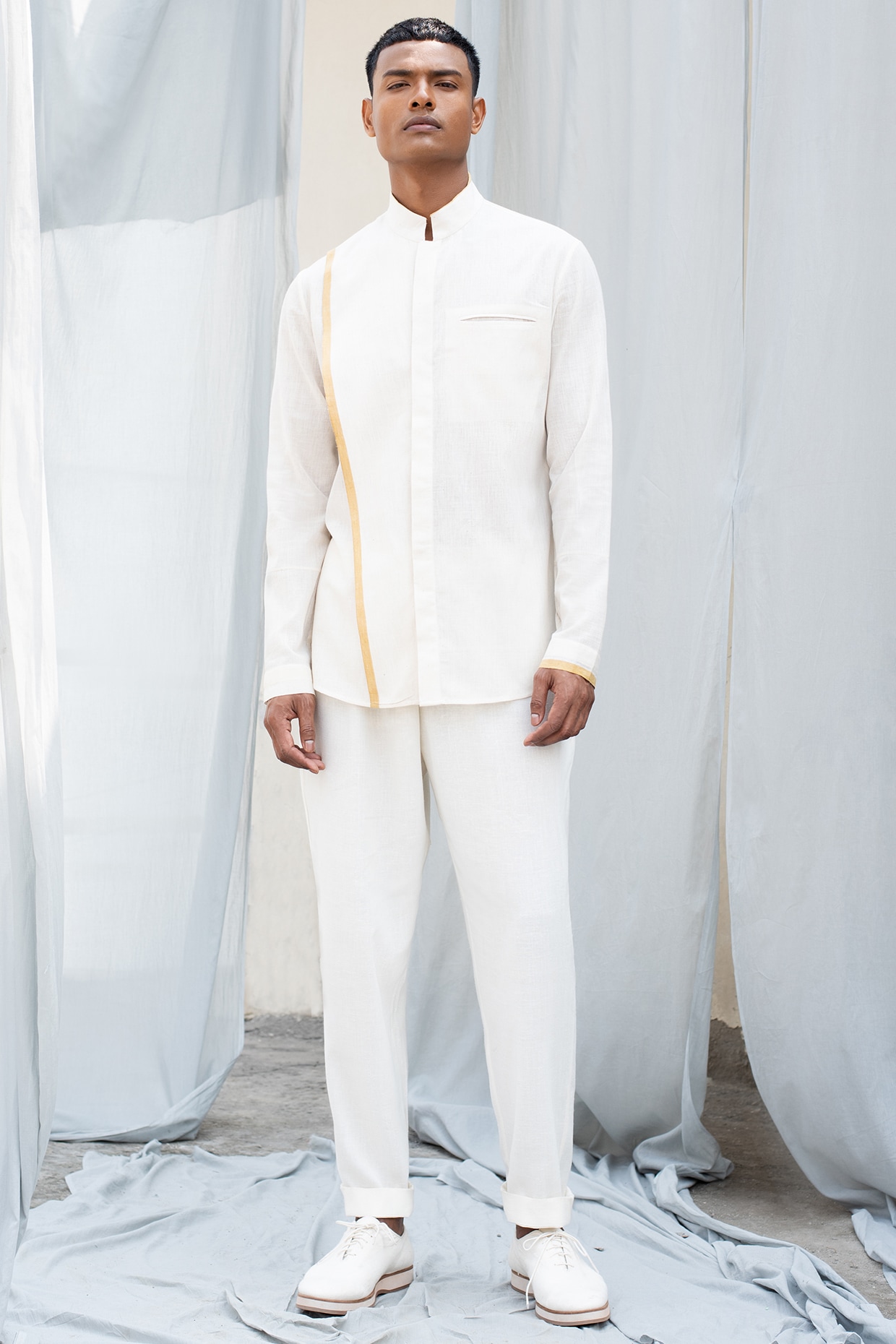 Marine Floral on Off White Khadi Cotton Loungewear Set – JISORA