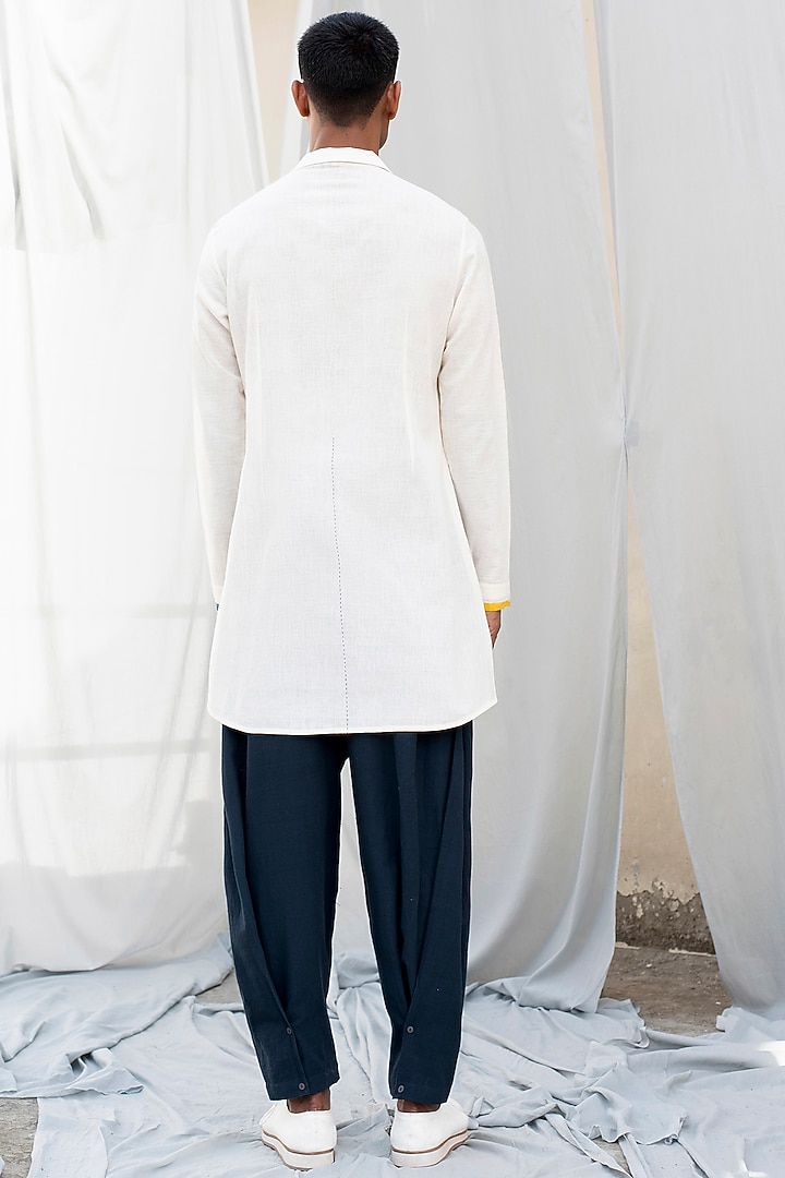 Ivory Safari Collar Party Wear Shirt by Antar Agni Men at Pernia's Pop Up Shop