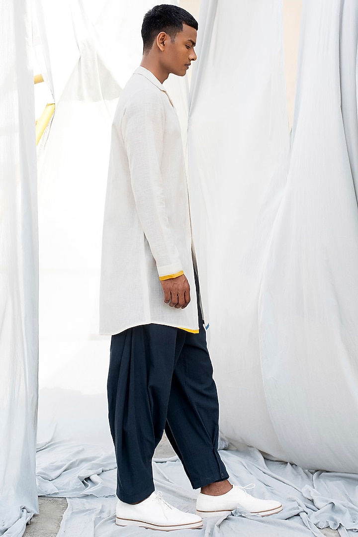 Ivory Safari Collar Party Wear Shirt by Antar Agni Men at Pernia's Pop Up Shop