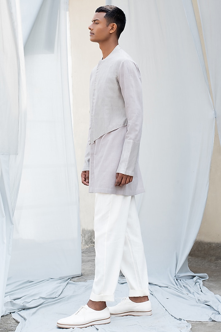 Grey Double Layered Party Wear Shirt by Antar Agni Men at Pernia's Pop Up Shop