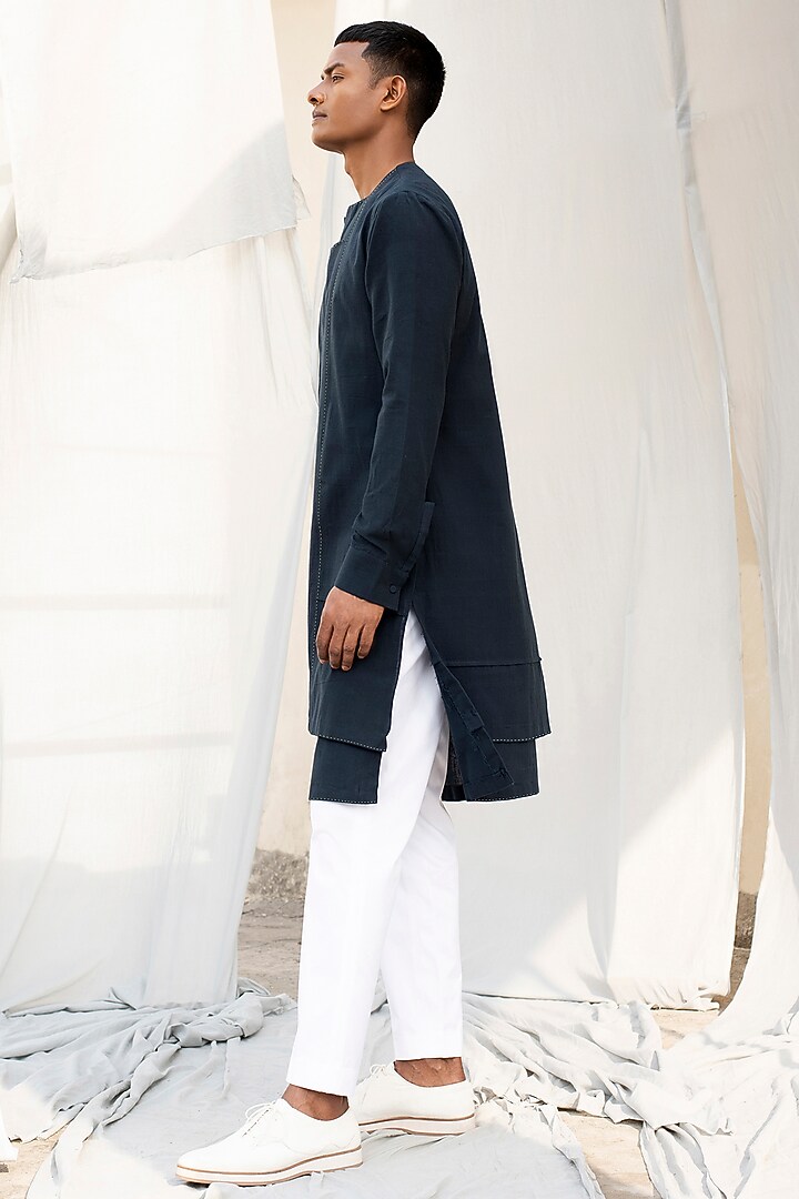 White Straight Fit Trousers by Antar Agni Men at Pernia's Pop Up Shop