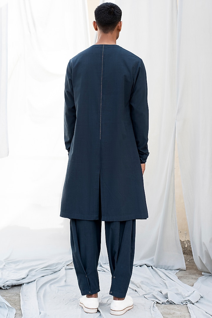 Navy Blue Cotton Kurta by Antar Agni Men at Pernia's Pop Up Shop