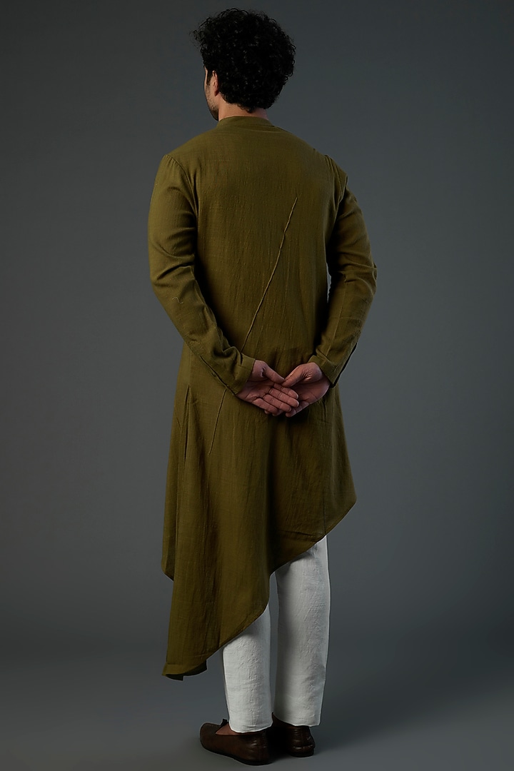 Mustard Handwoven Cotton Kurta by Antar Agni Men at Pernia's Pop Up Shop