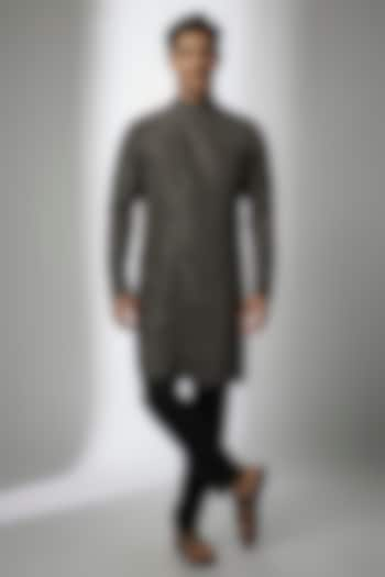 Grey Cotton Silk Kurta by Antar Agni Men