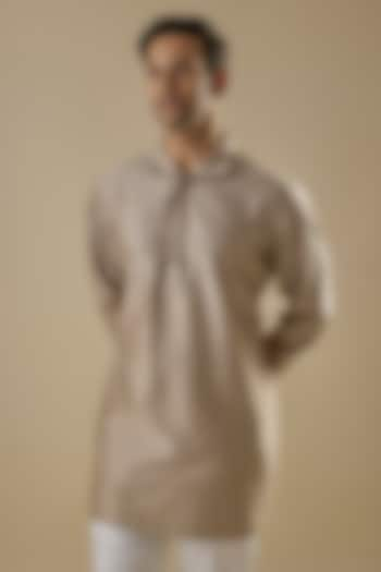 Hemp Colored Cotton Silk Kurta by Antar Agni Men